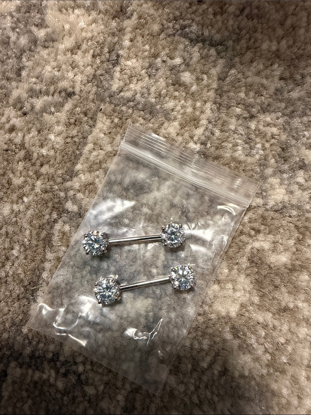 Silver nipple rings with gemstones- 2 Pack